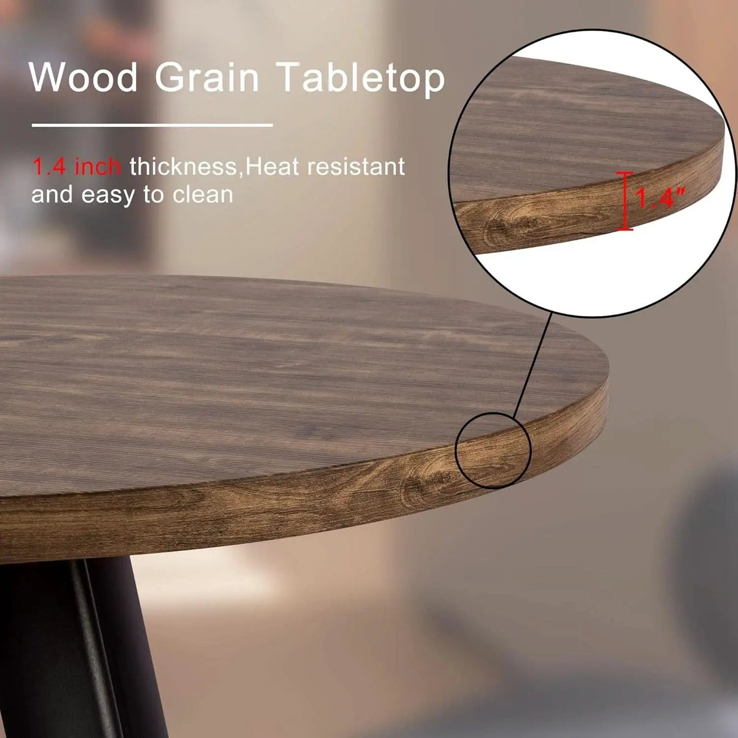 Contemporary Rustic Walnut Wood Dining Table 31.5in Round from PriceLows™
