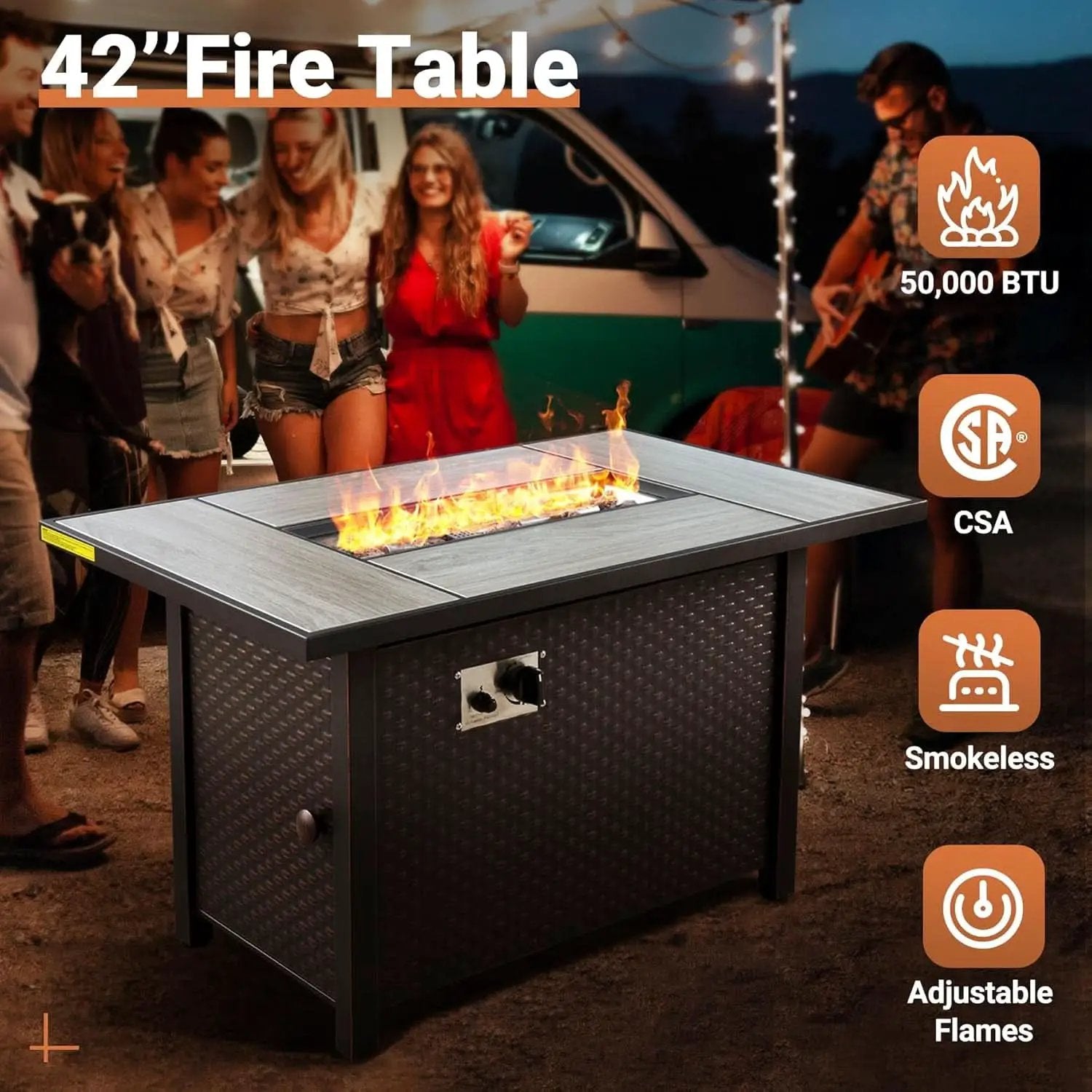 Outdoor 5 Piece Patio Set With Fire Pit Table Dark Grey from PriceLows™