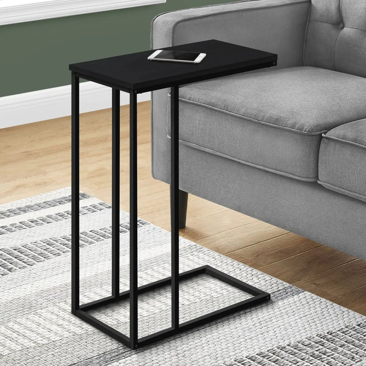 C-Shaped End Table | Space-Saving Design | Sleek Surface | Contemporary Style