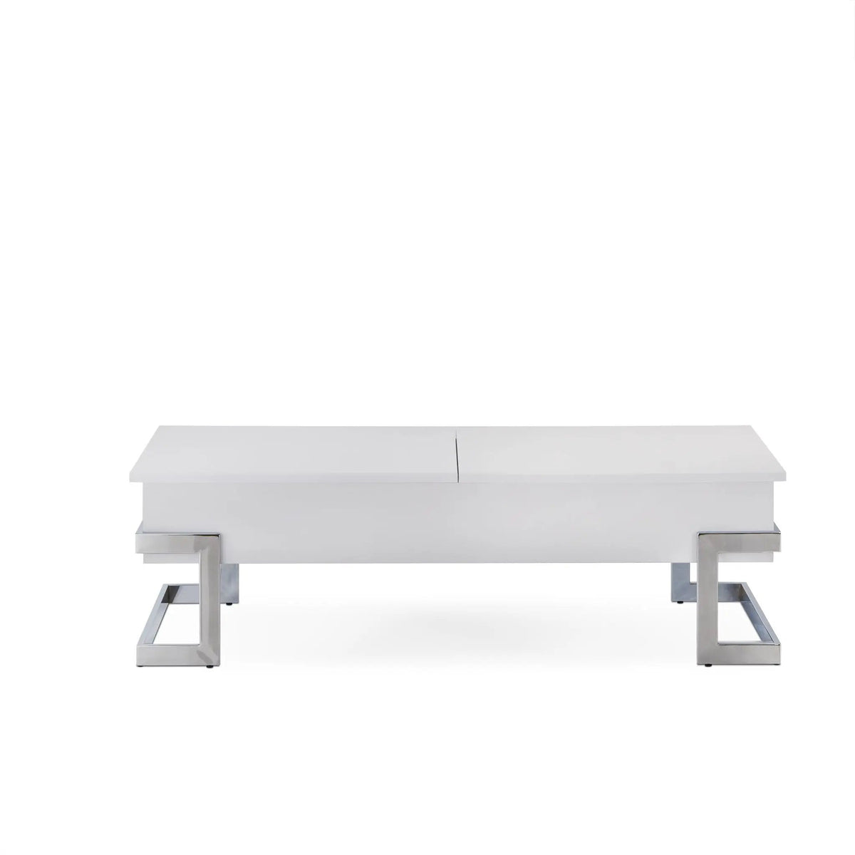 Calmam Lift Top Coffee Table | High Gloss Finish | 47 Inch Width | Geometric Metal Base