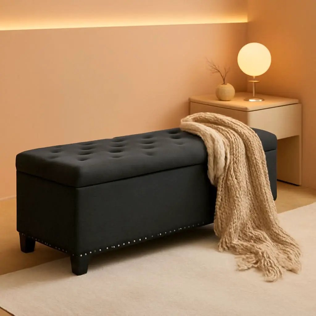 50.8 Inches Gray Upholstered Storage Ottoman Bench from PriceLows™