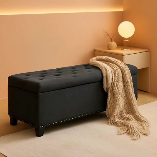 50.8 Inches Gray Upholstered Storage Ottoman Bench from PriceLows™
