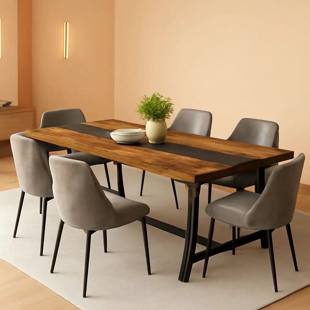 Dining Table For 8 70.87 Inch Rectangular Wood Metal Frame from PriceLows™