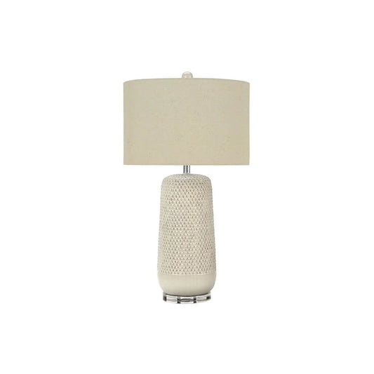 Contemporary Lighting, Table Lamp, Ceramic, Resin - | 17 x 17 x 31 in | Fabric & Ceramic | Cream