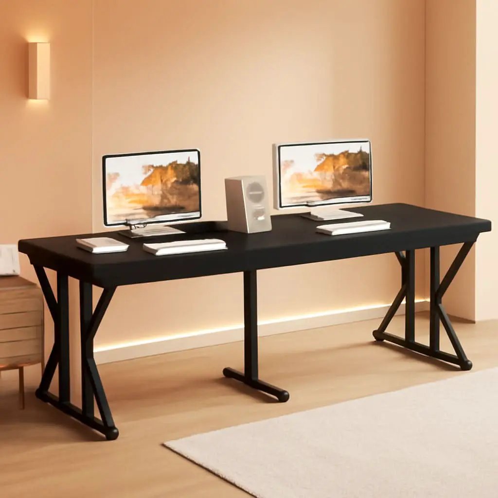 78.7 Inch Large Black Executive Desk Office Workstation from PriceLows™