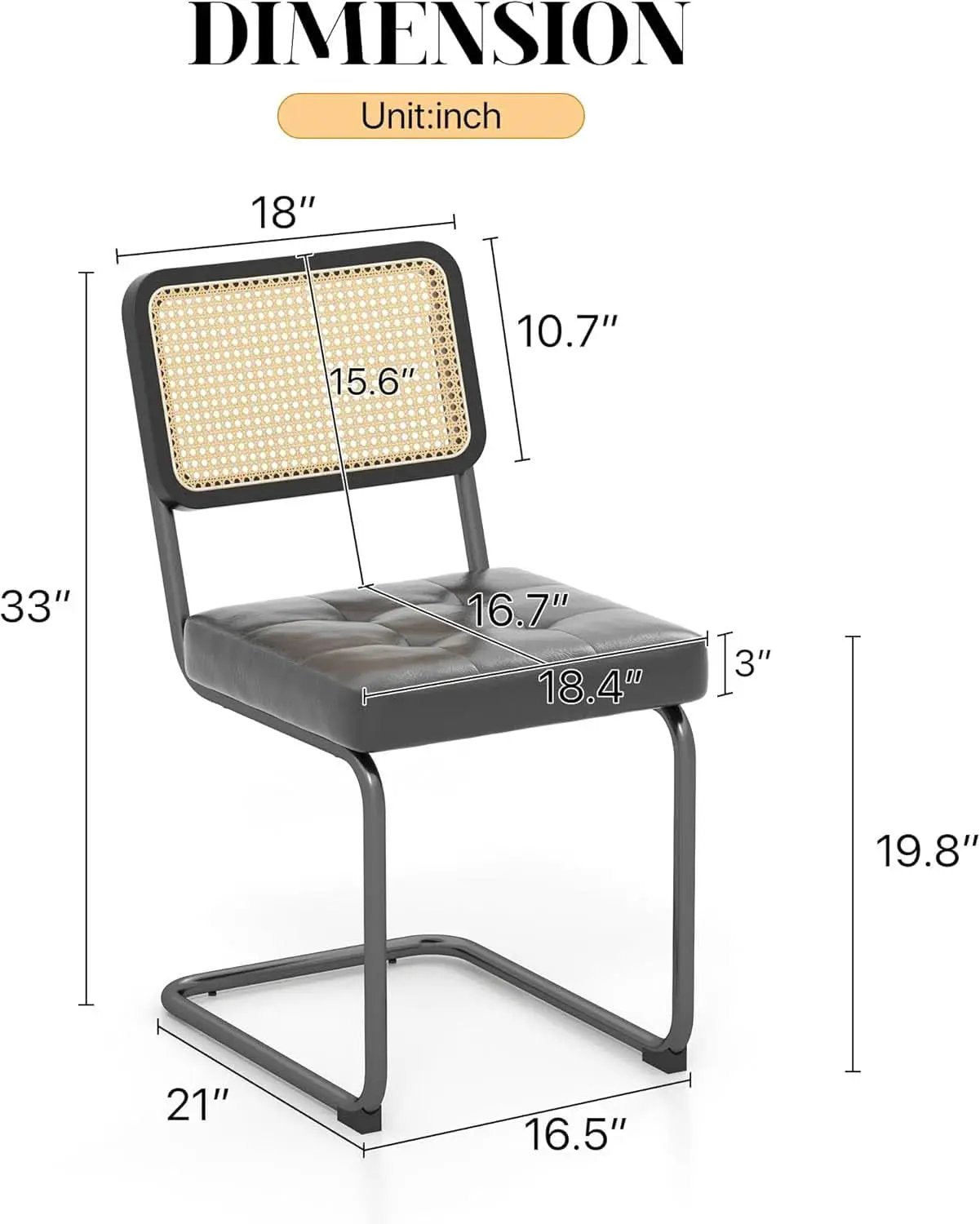 Mid Century Upholstered Cantilever Dining Chairs Black from PriceLows™