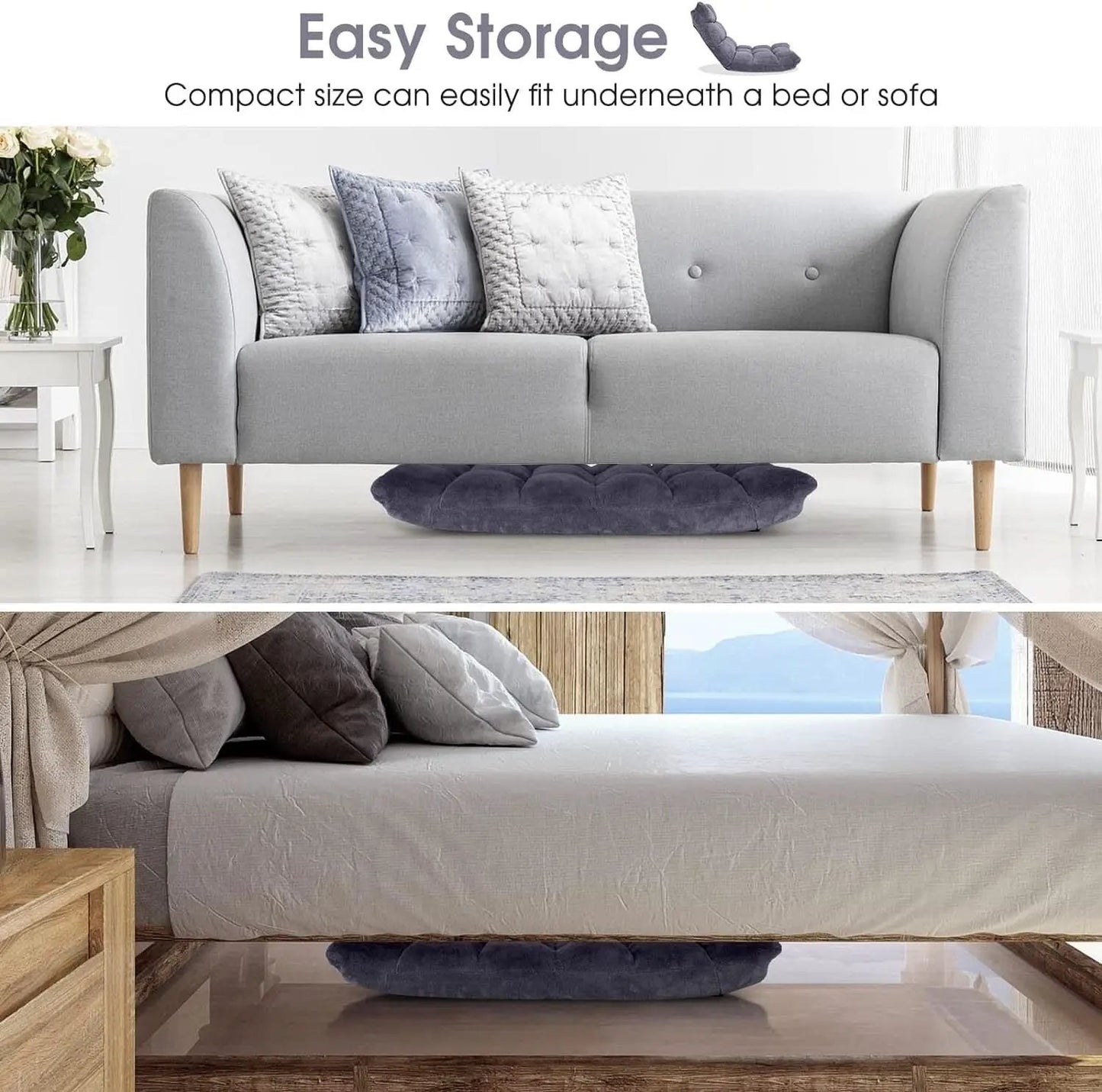 Grey Floor Chair With Back Support 14 Position Adjustable from PriceLows™