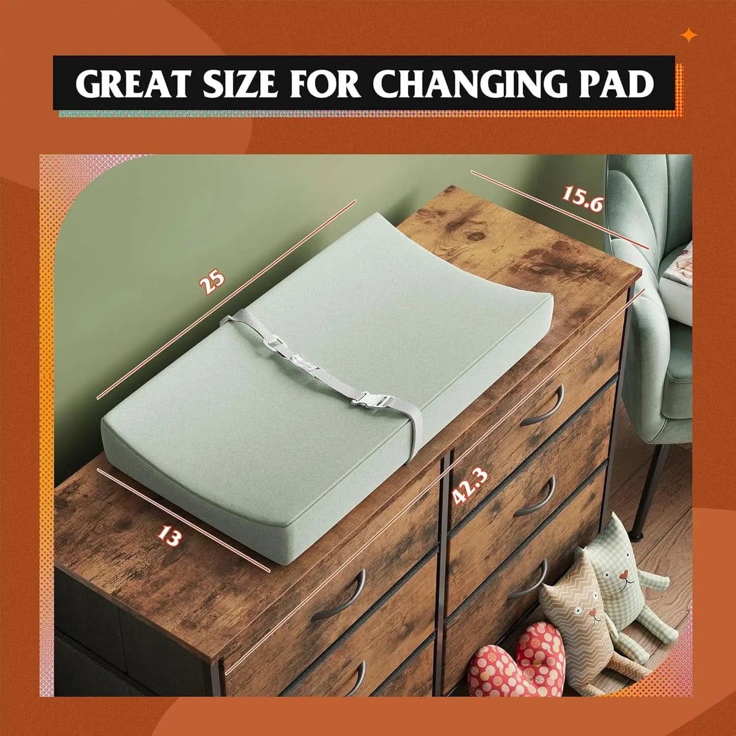 Rustic Brown 6 Drawer Dresser TV Stand For Bedroom from PriceLows™