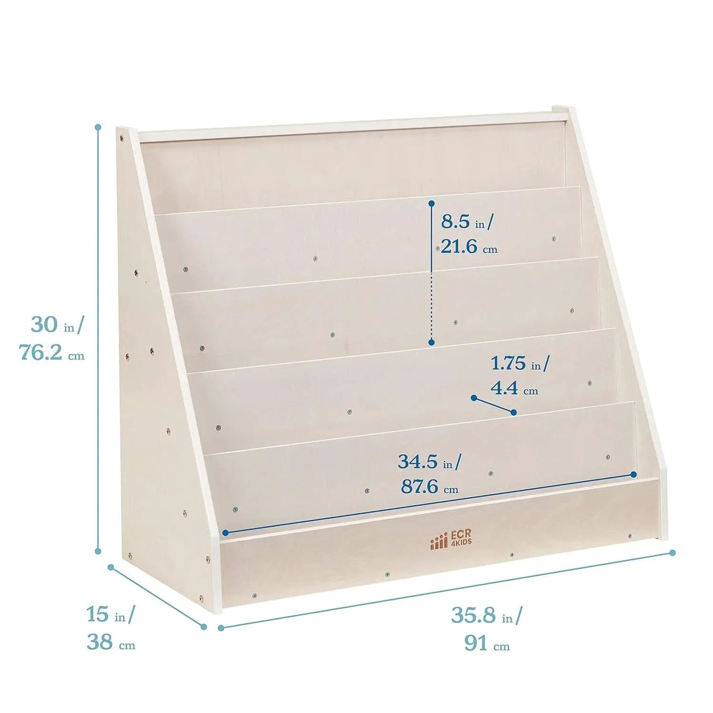 Single Sided Book Display Classroom Bookshelf White Wash from PriceLows™