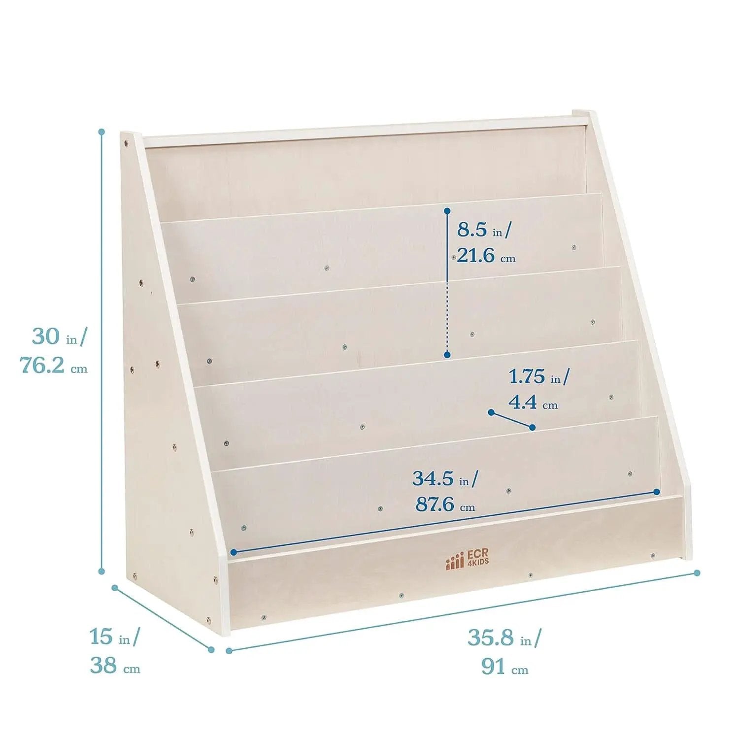 Single Sided Book Display Classroom Bookshelf White Wash from PriceLows™