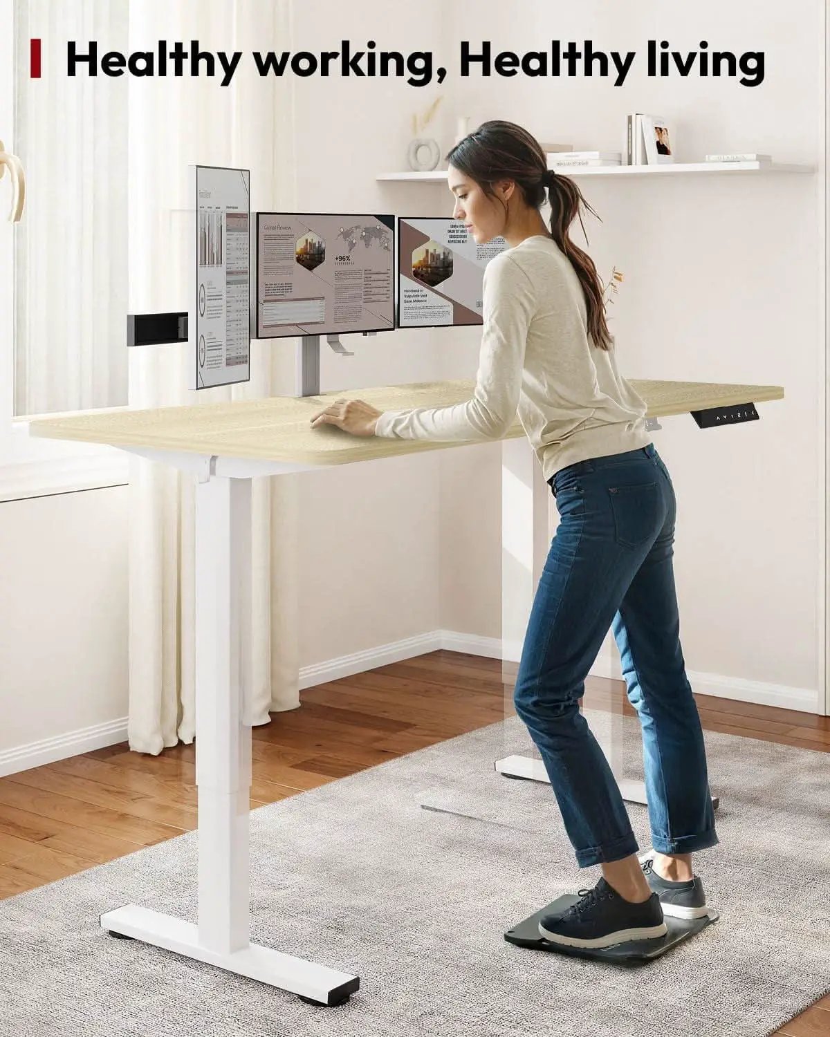 Electric Height Adjustable Standing Desk 79x32 White from PriceLows™