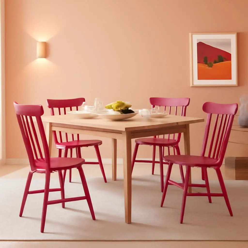 Raspberry Pink Spindle Side Chair Set of 2 Solid Oak from PriceLows™