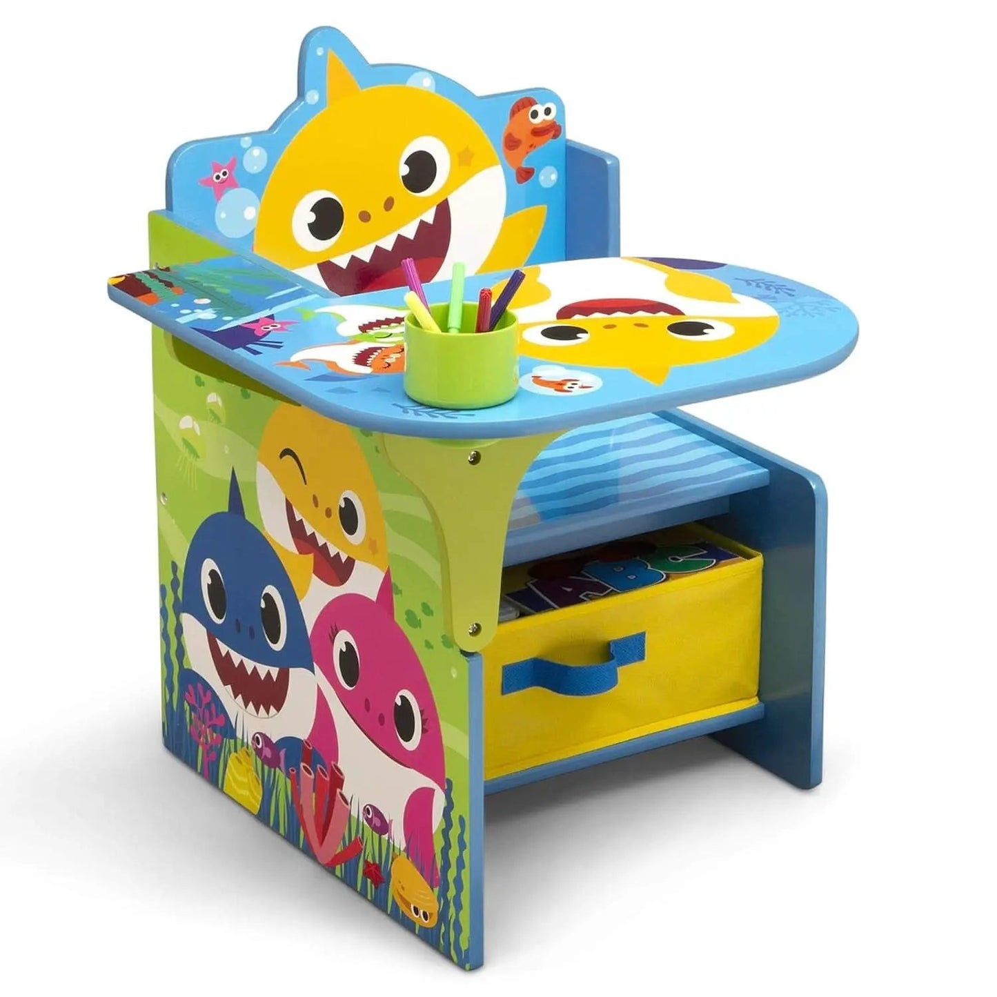 Baby Shark Kids Desk Chair With Storage Bin For Learning from PriceLows™
