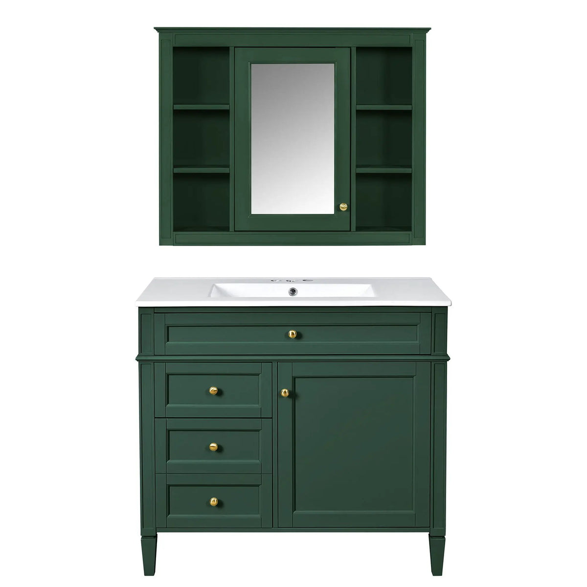 Bathroom Vanity With Mirror Cabinet | Single Sink | Soft Close Doors And Drawers