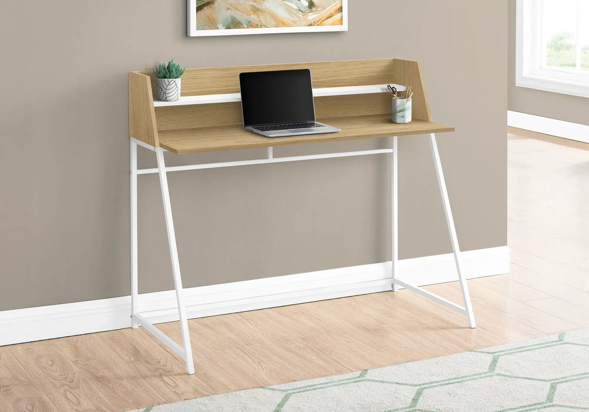 Marble Look Computer Desk With Shelves | 47.25 Inch Width | Sturdy Metal Base | 39.25 Inch Height