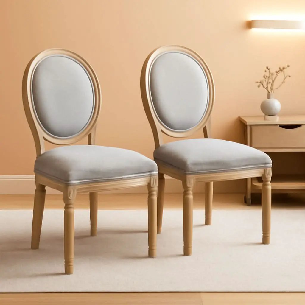 Light Grey Upholstered Dining Chairs Set Of 2 Round Back from PriceLows™