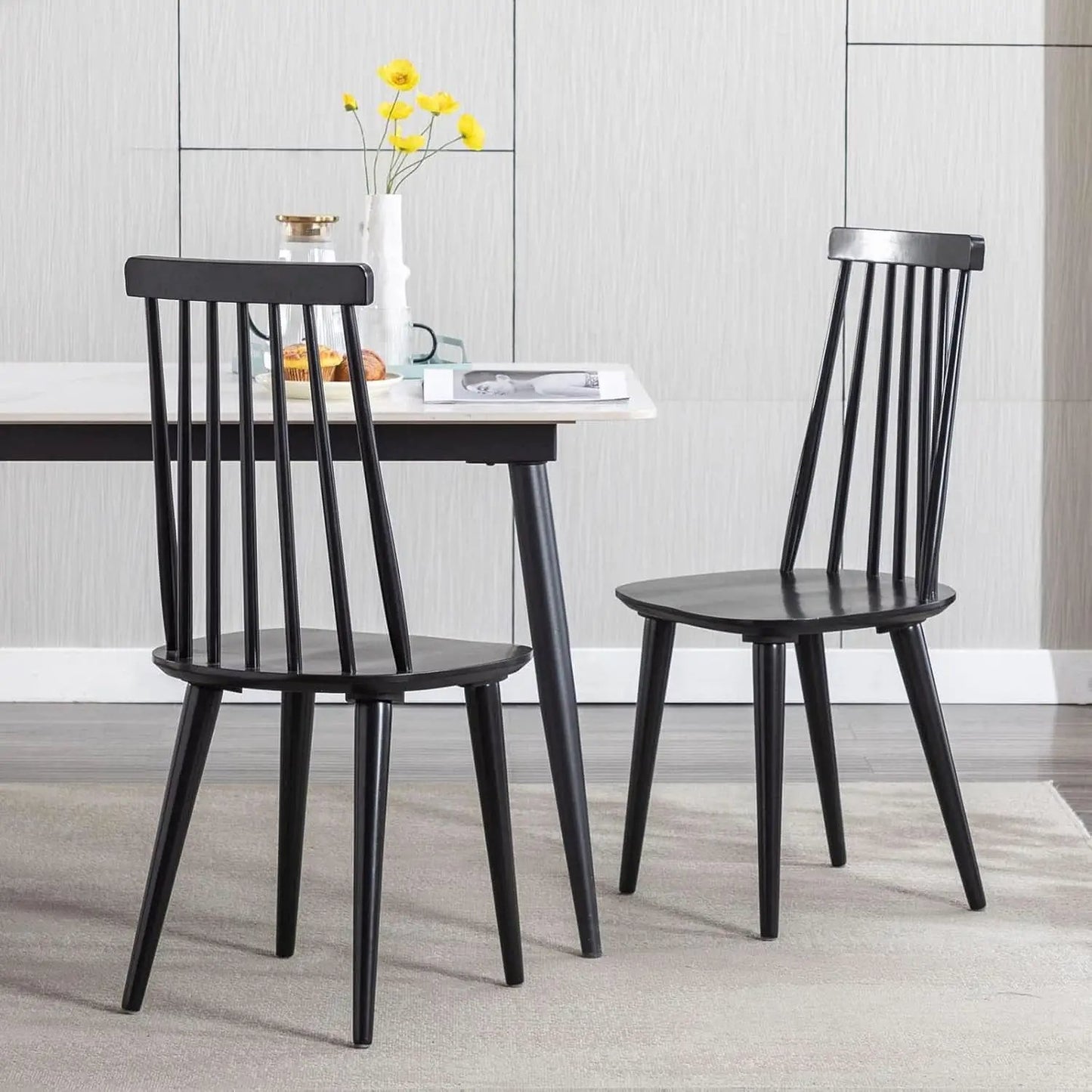 Antique Walnut Hardwood Spindle Back Dining Chairs from PriceLows™