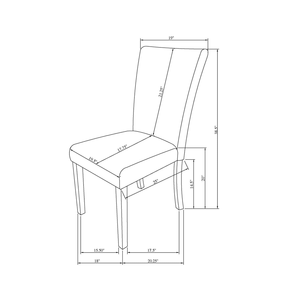 Oceanic Dining Chair (Set of 2) | 21.22 x 18.03 x 40.24 in | Fabric | Gray
