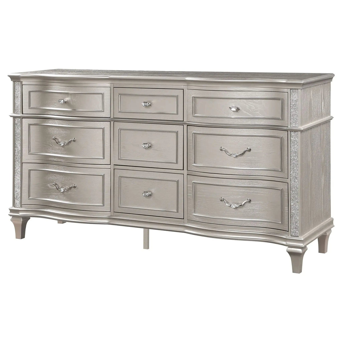 Evangeline 9-drawer Dresser Silver | 71 x 20 x 40 in | 9-Drawer | Oak