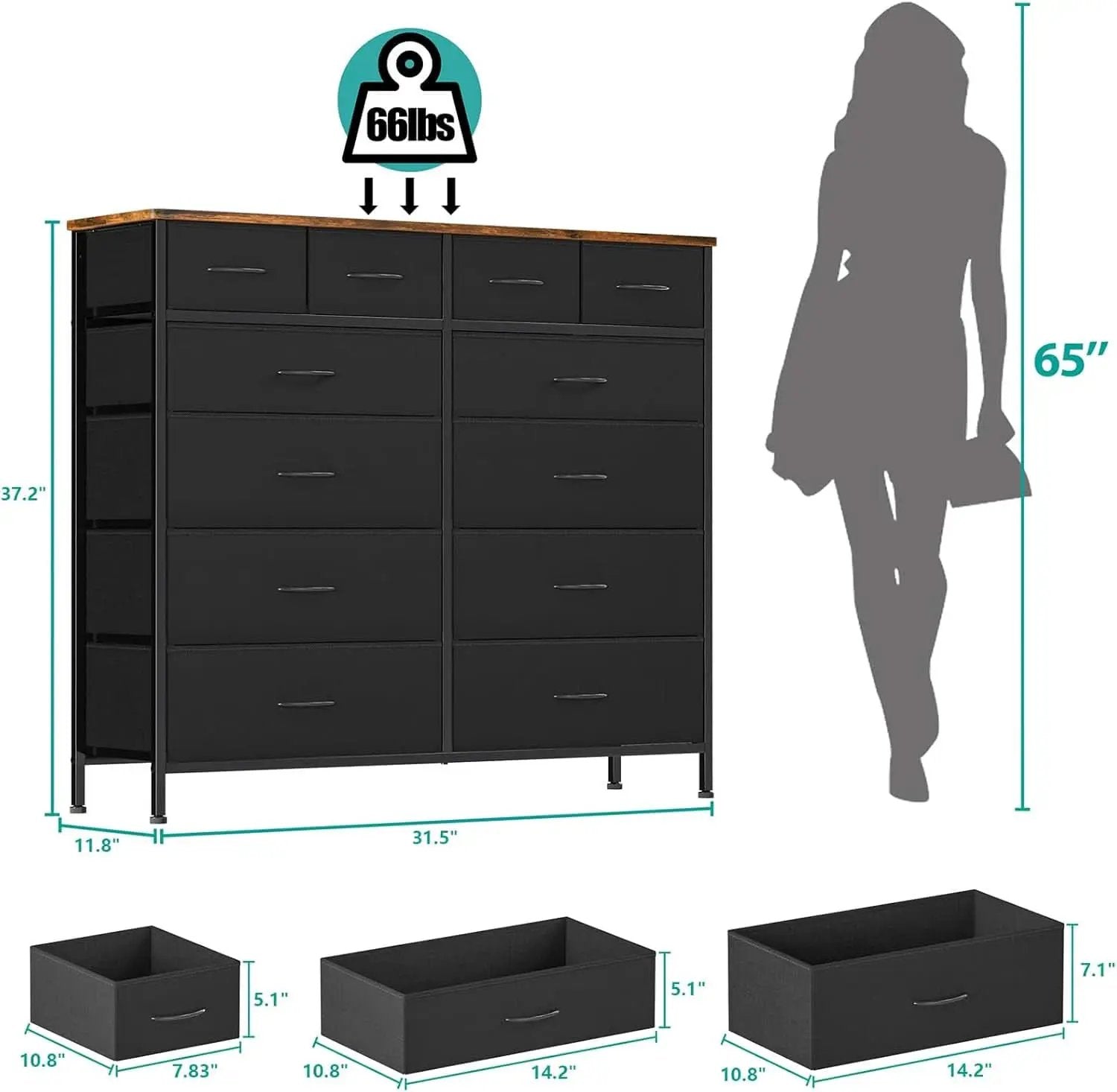 12 Drawer Dresser With Fabric Drawers For Bedroom And Closet Storage from PriceLows™