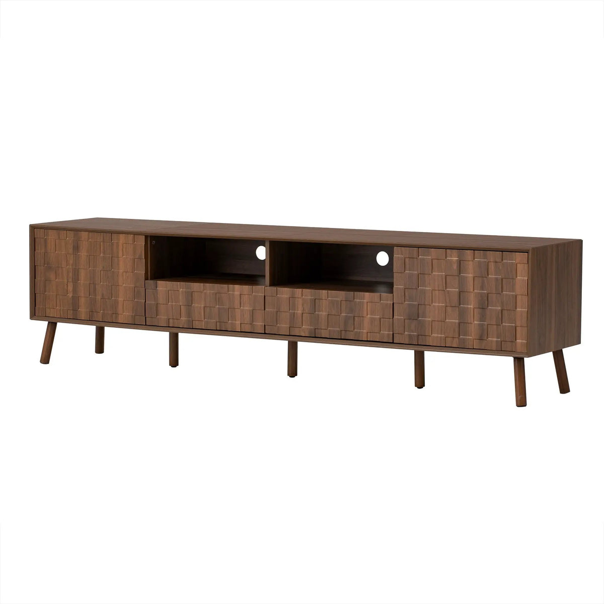TV Stand | Solid Wood Frame | Cable Management | Walnut