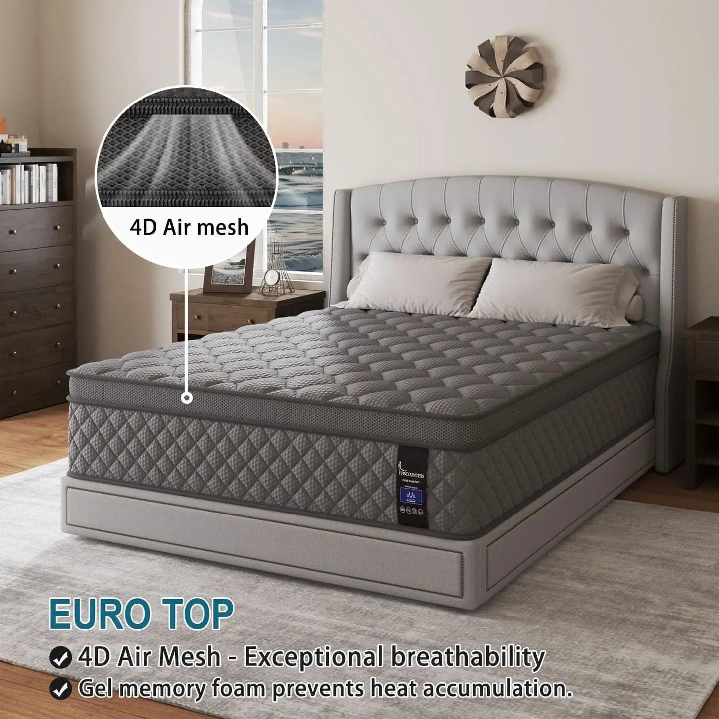 Full Gray 14Inch Premium Medium Firm Hybrid Mattress from PriceLows™