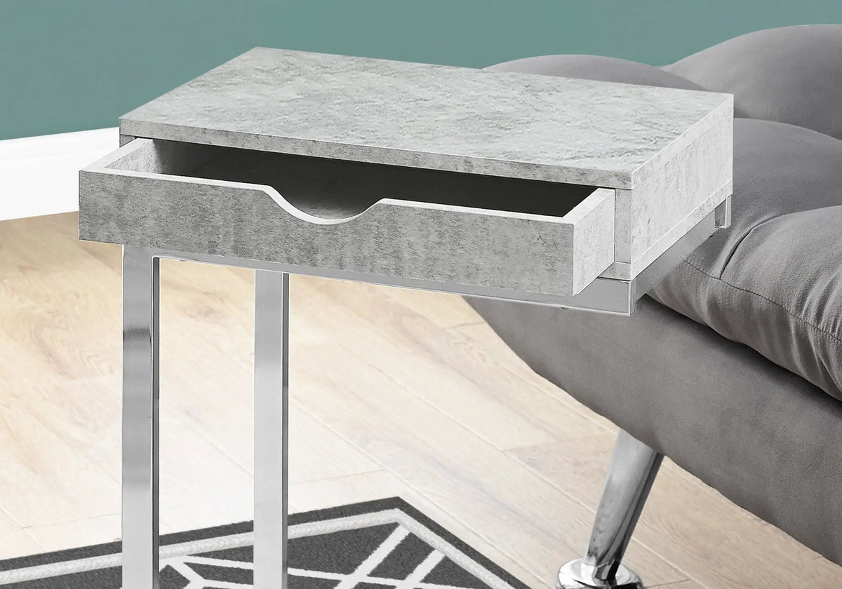 C-Shaped Accent Table | Sturdy Metal Base | Thick Panel Top | Contemporary Design