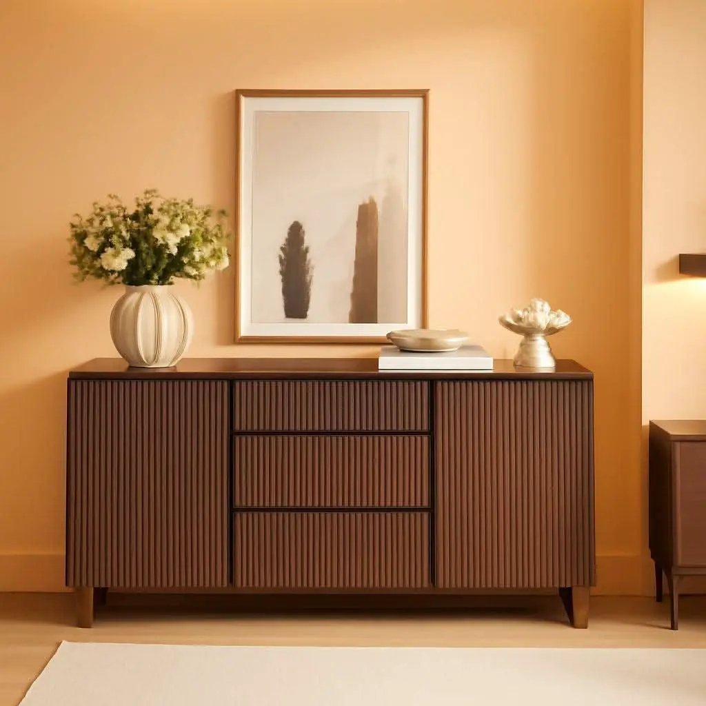 62 Inch Walnut Sideboard Buffet With Adjustable Shelves from PriceLows™