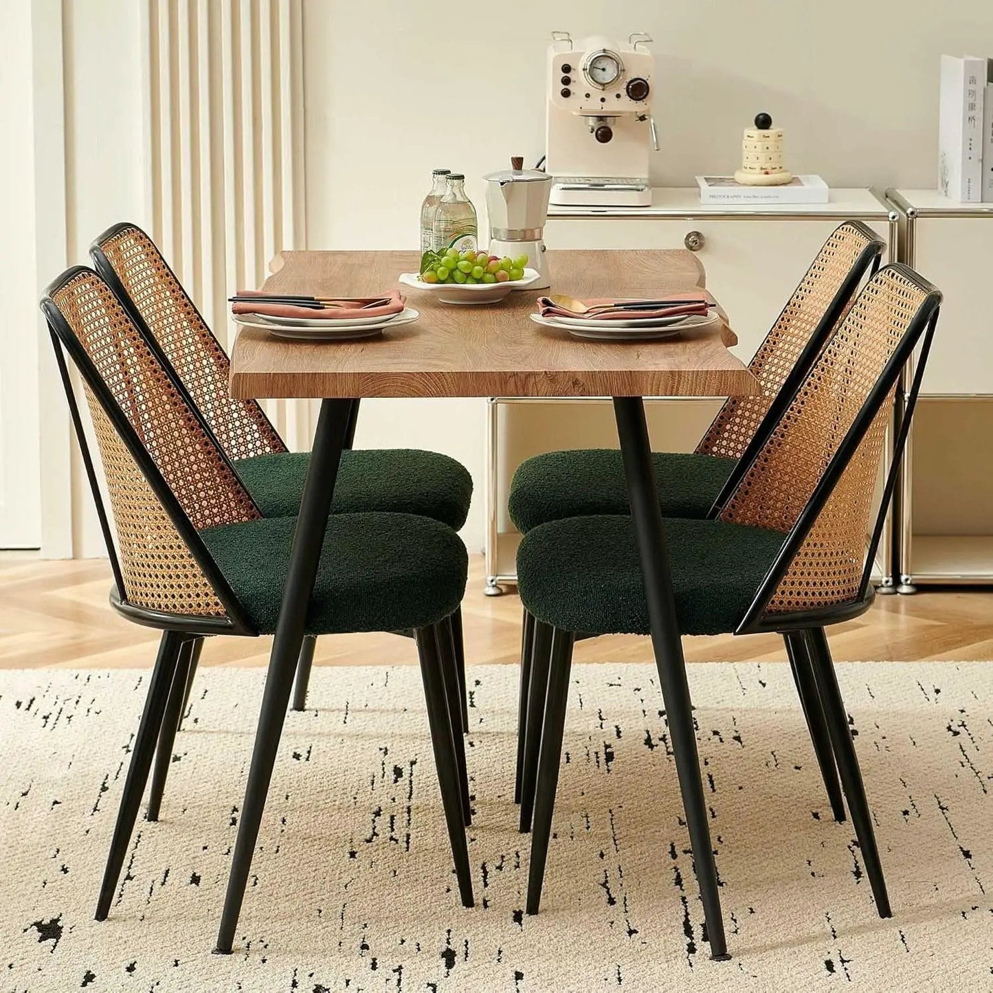 Elegant Walnut Finish 47 Inches Dining Table Set Four from PriceLows™