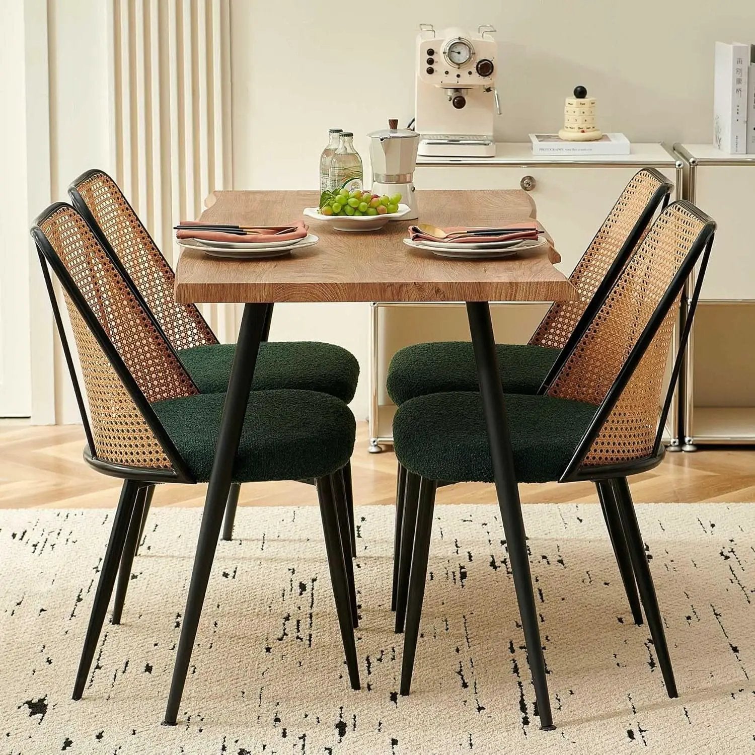 Elegant Walnut Finish 47 Inches Dining Table Set Four from PriceLows™