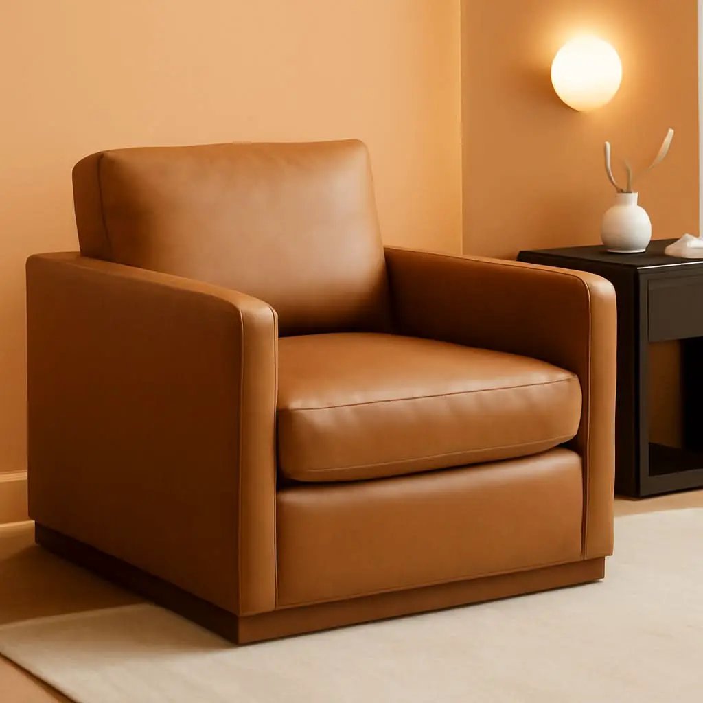 Swivel Accent Chair FauxLeather SaddleBrown Armchair LivingRoom from PriceLows™