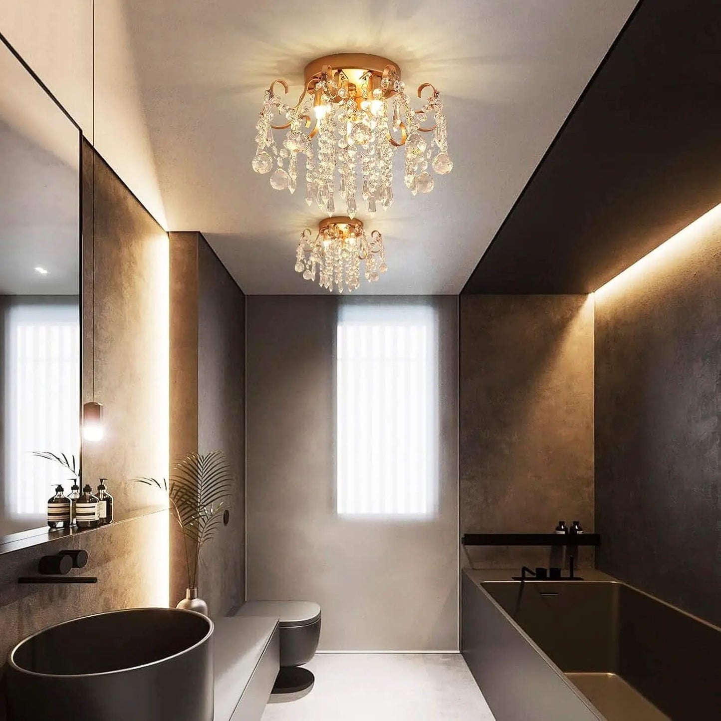 Small Gold Crystal Chandelier Three Light G9 Modern Design from PriceLows™