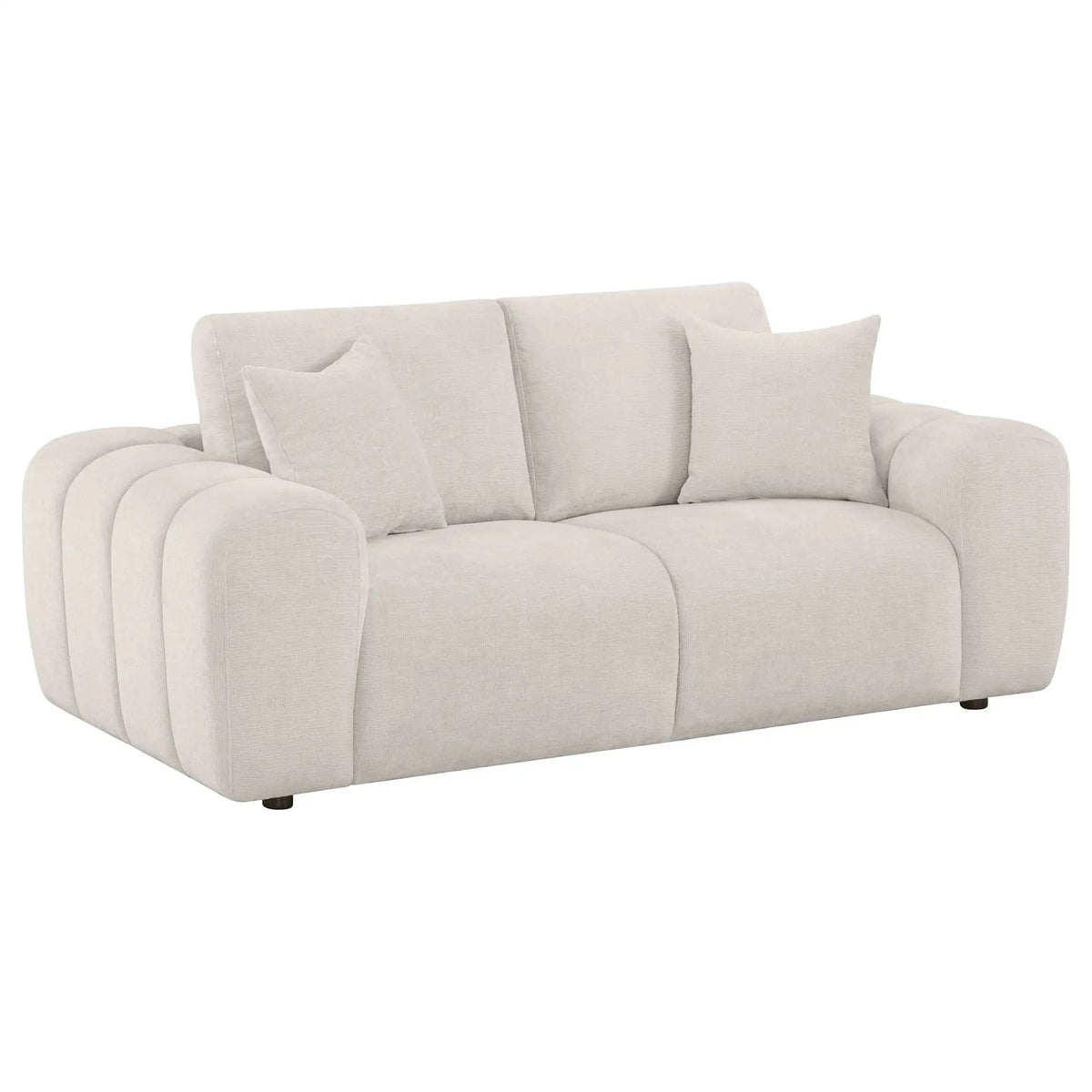 Burnett Chenille Upholstered Wide Arm Loveseat | 77.5 x 39.25 x 33.5 in | Rubberwood & Engineered Wood | Ivory