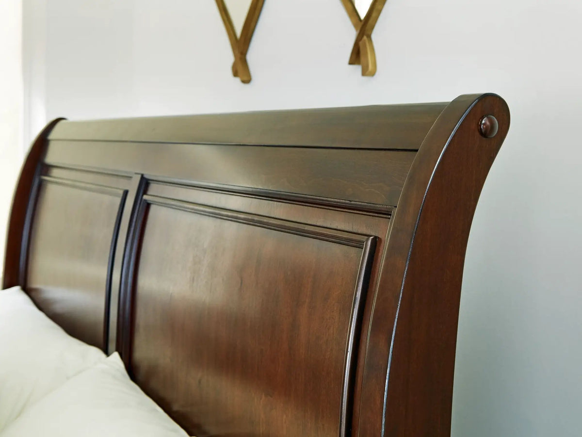 Trellington Queen Sleigh Storage Bed | Brown Finish | Drawer Storage | Panel Headboard
