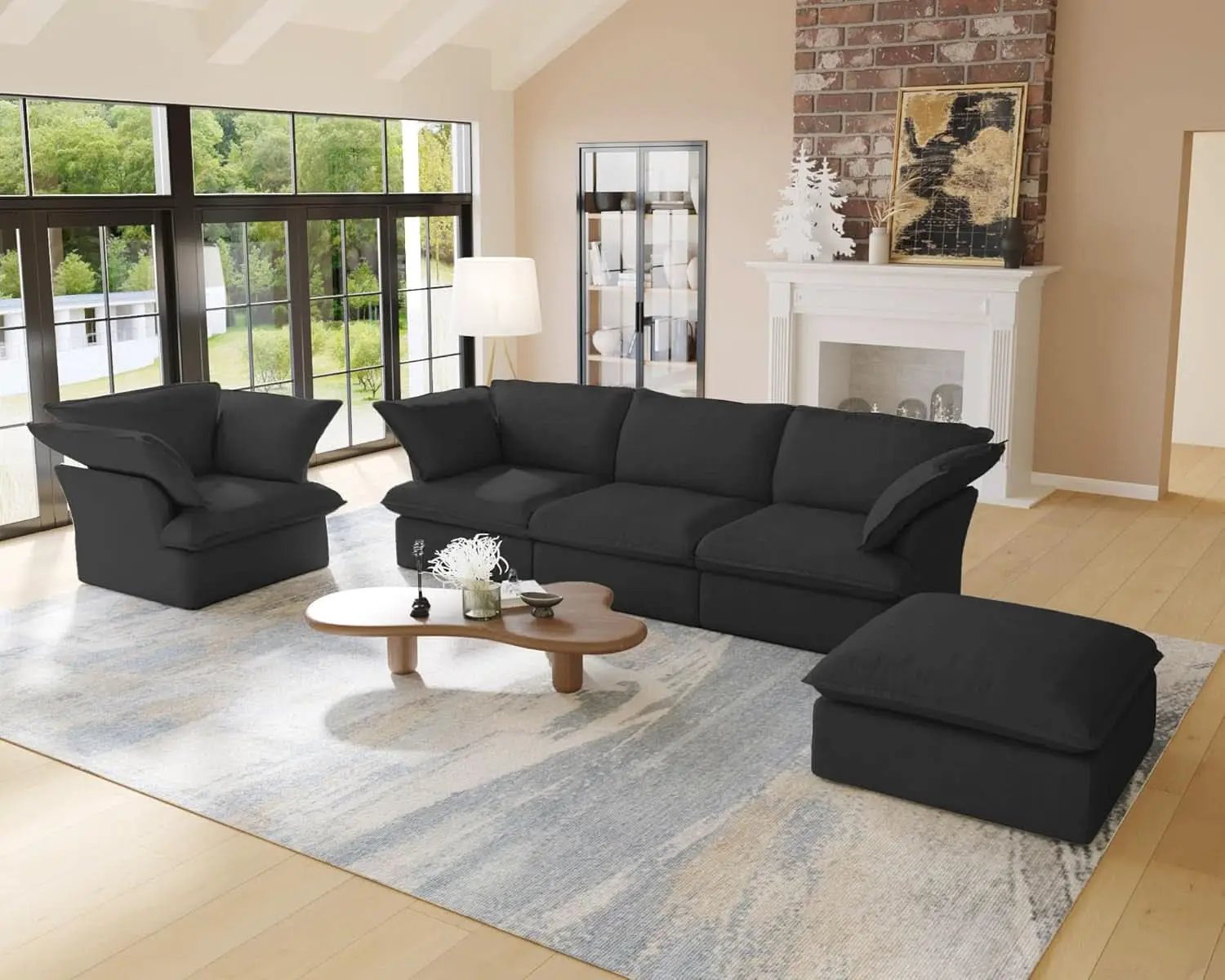 Black Storage Ottoman With Removable Cushion Covers from PriceLows™