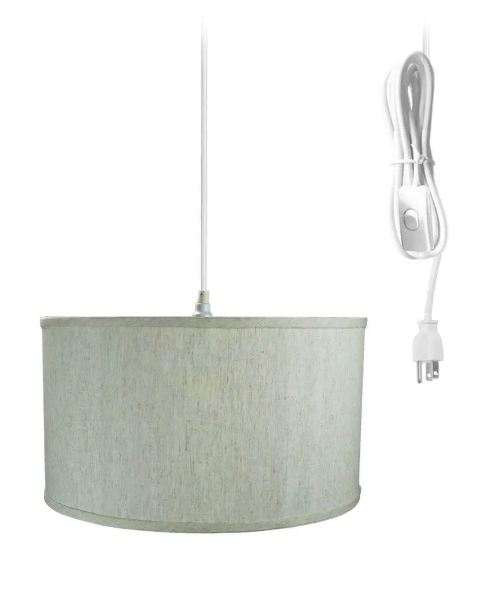 Plug In Swag Pendant | 1 Light | 16 Inch Width | Textured Oatmeal Shade