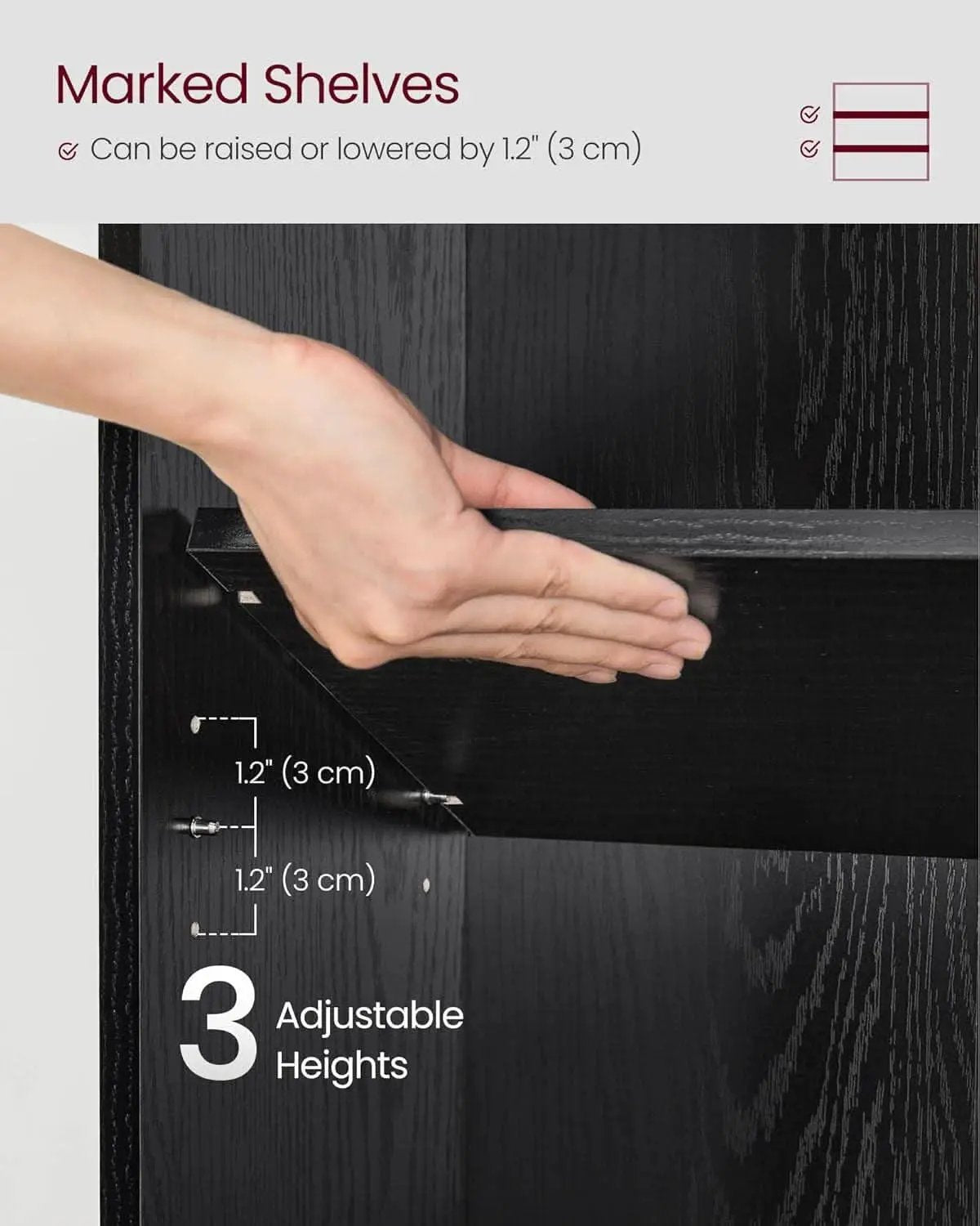 Vasagle Custos 3 Tier Ebony Bookshelf With Adjustable Shelves from PriceLows™