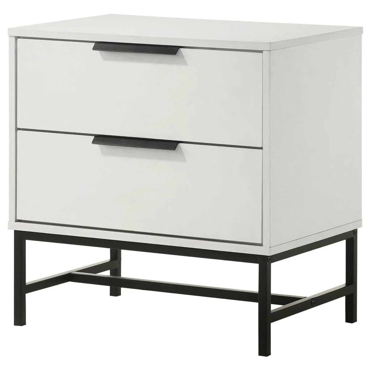 Sonora 2-drawer Nightstand Bedside Table | 23.5 x 15.25 x 23.5 in | Engineered Wood & Metal | White