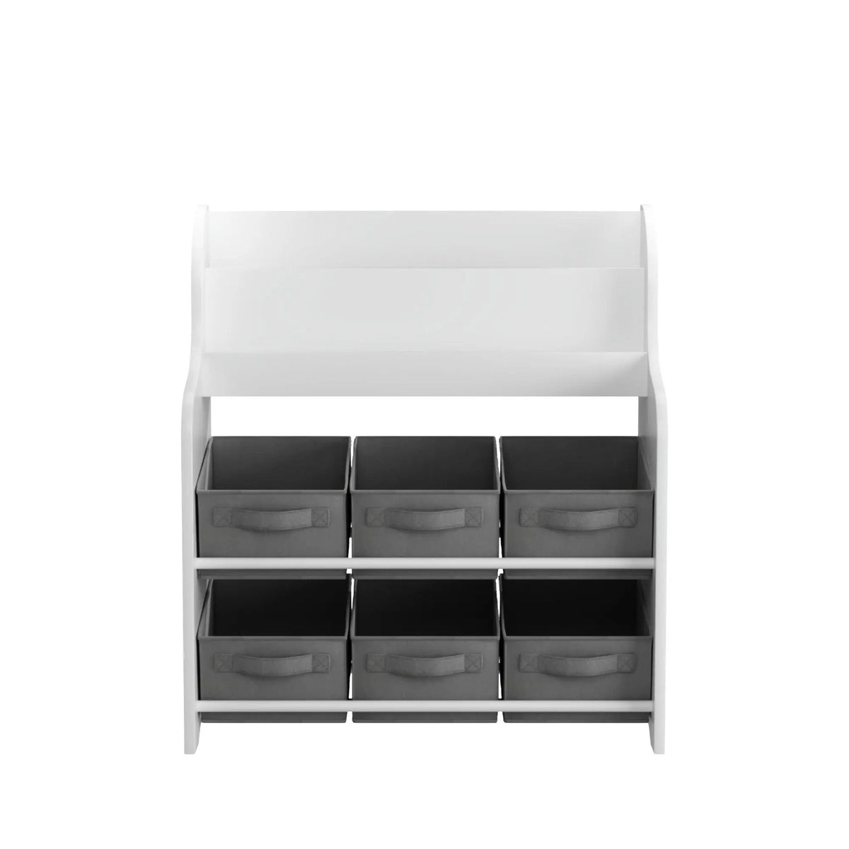 Bookshelf | 3 Open Shelves | 6 Storage Bins | White