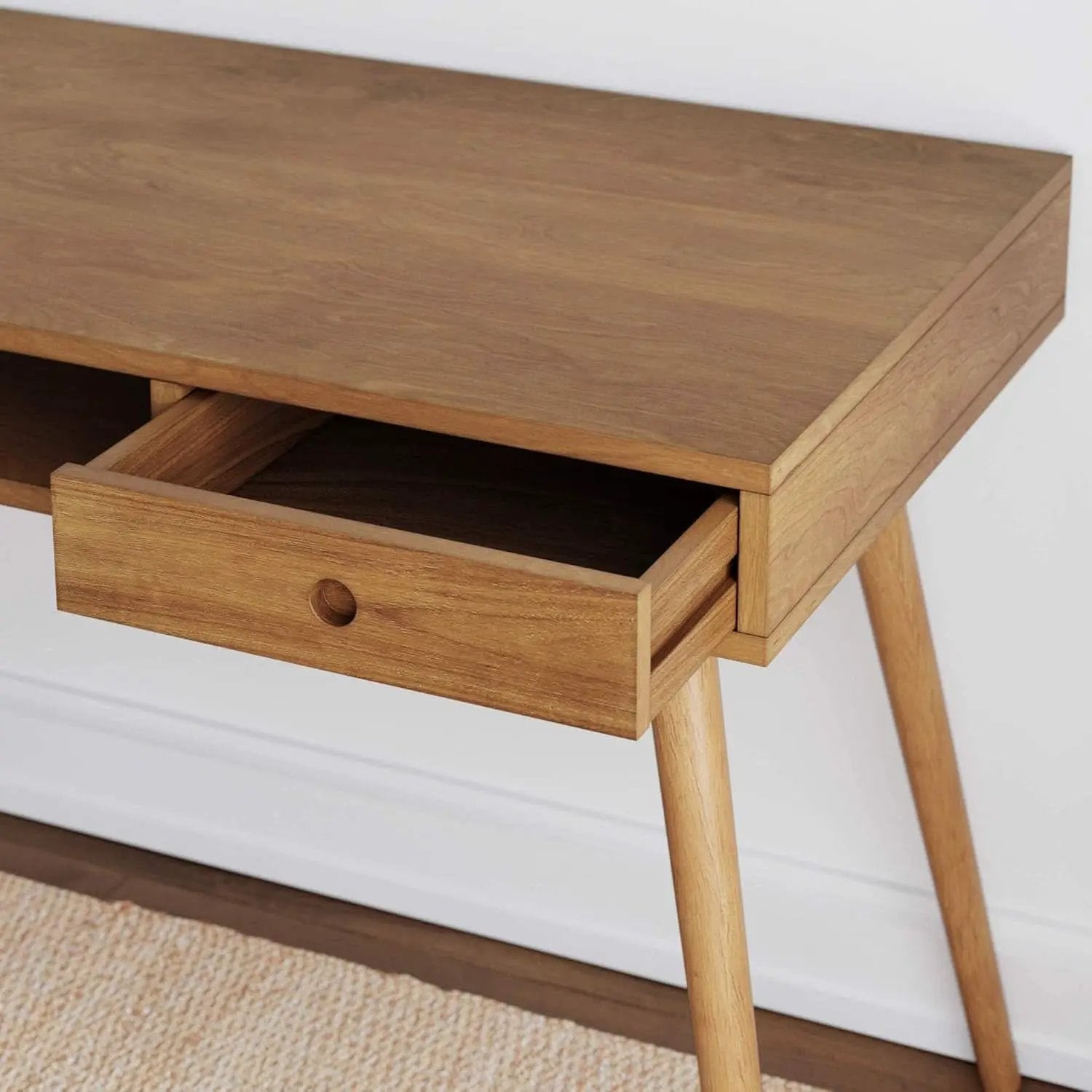 Parker Walnut Home Office Desk With Storage Cubby And Drawer from PriceLows™