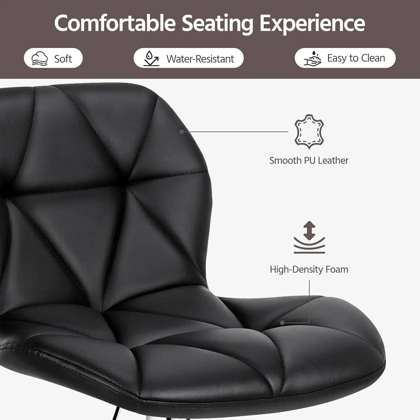 Set Of 2 Modern Adjustable Black PU Leather Bar Stools from PriceLows™
