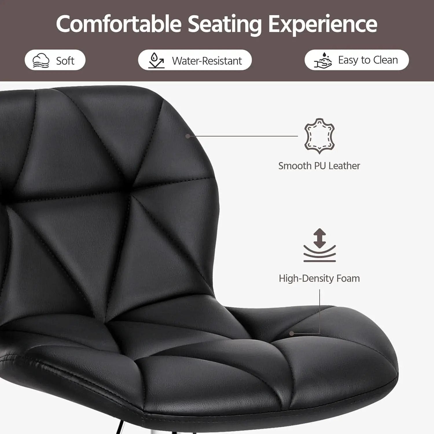 Set Of 2 Modern Adjustable Black PU Leather Bar Stools from PriceLows™