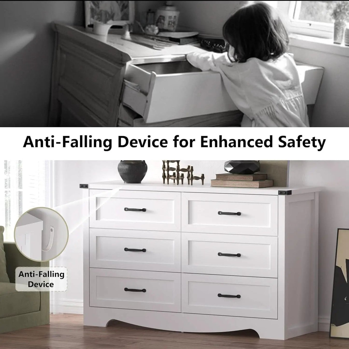 Six Drawer Dresser FortySevenInch Television Console from PriceLows™