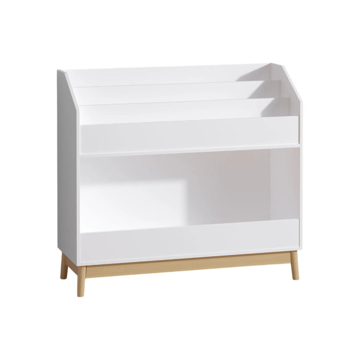 Bookcase Organizer | 3 Tier Display Shelf | White Storage Unit | Compact