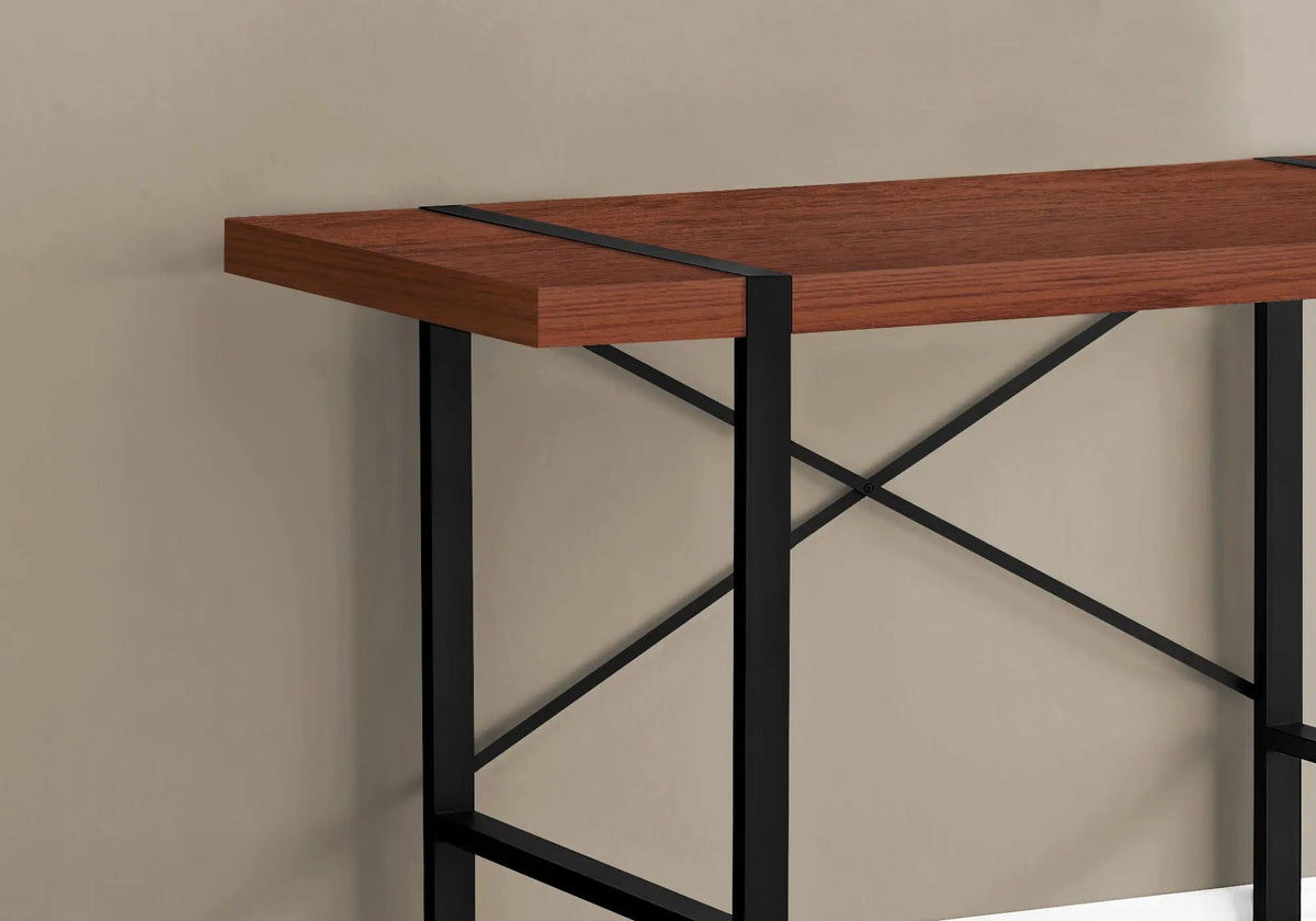 Industrial Design Computer Desk | 49 Inch Width | Thick-Panel Desktop | X-Shaped Metal Bar