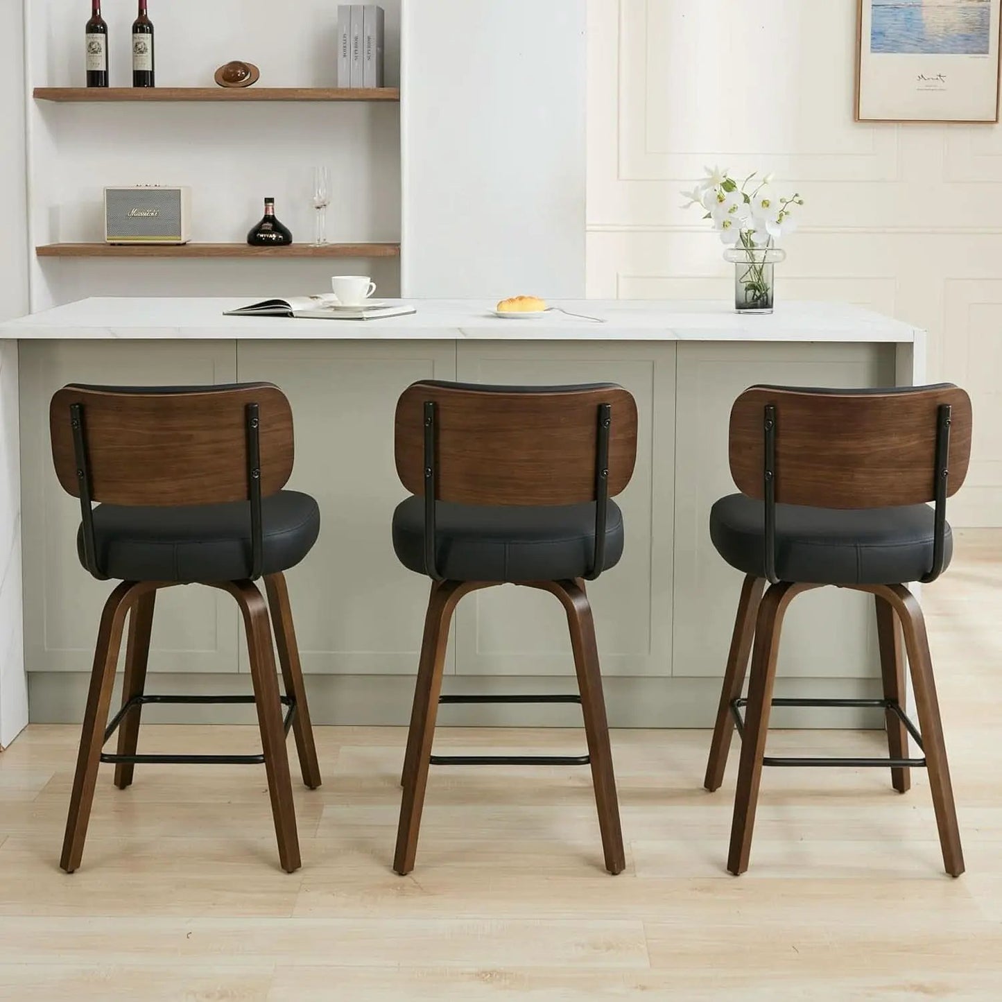 Swivel Bar Stools Set Of 4 26 Inch Counter Height Black from PriceLows™