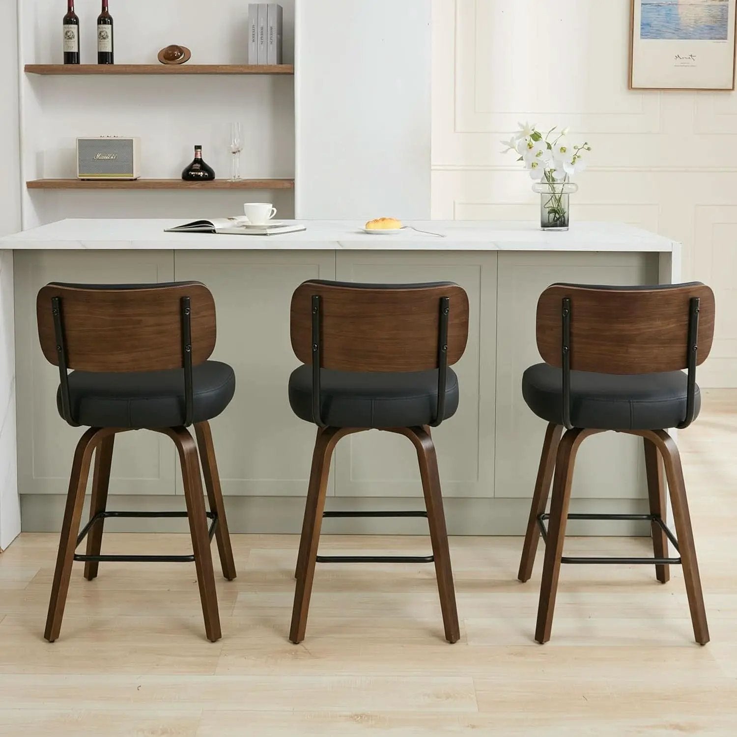 Swivel Bar Stools Set Of 4 26 Inch Counter Height Black from PriceLows™
