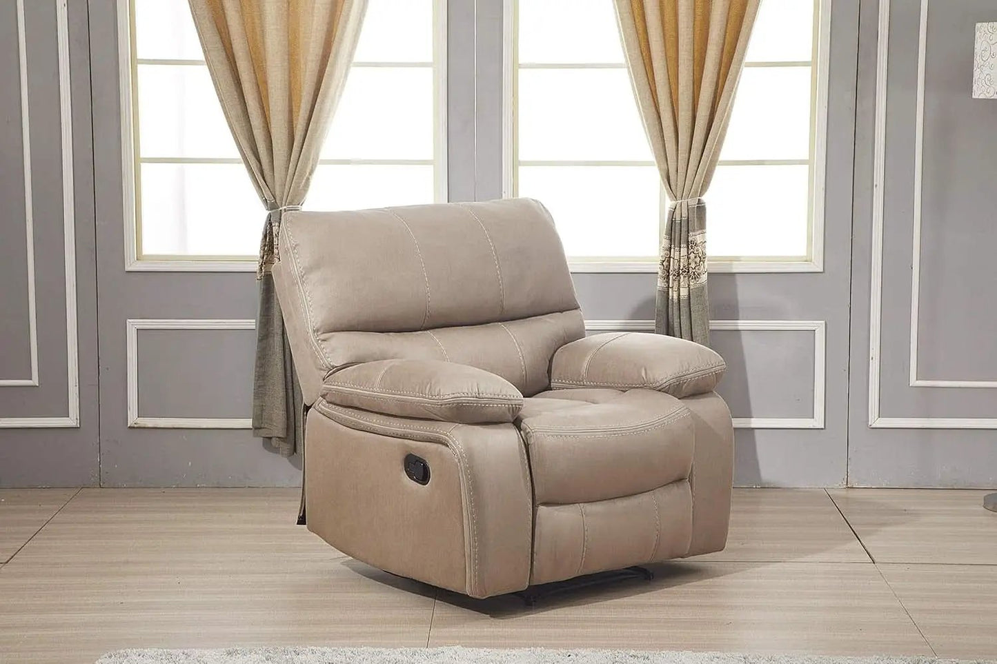 Taupe Microfiber Reclining Sofa Set for Living Room from PriceLows™