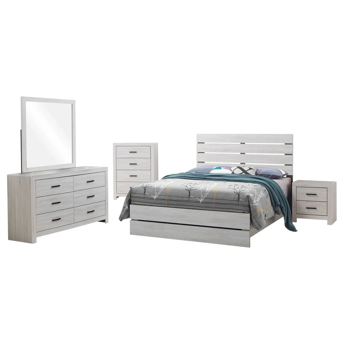 Brantford 5-piece Eastern King Bedroom Set Coastal | 5-Piece Set | Engineered Wood & Veneer | White