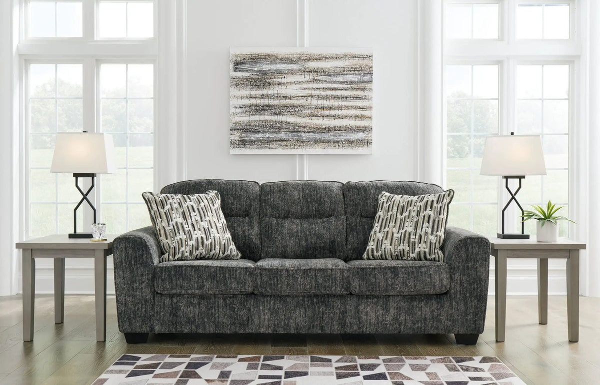 Lonoke Living Room Set | Sofa And Loveseat | Plush Upholstery | Dark Tri-Block Legs